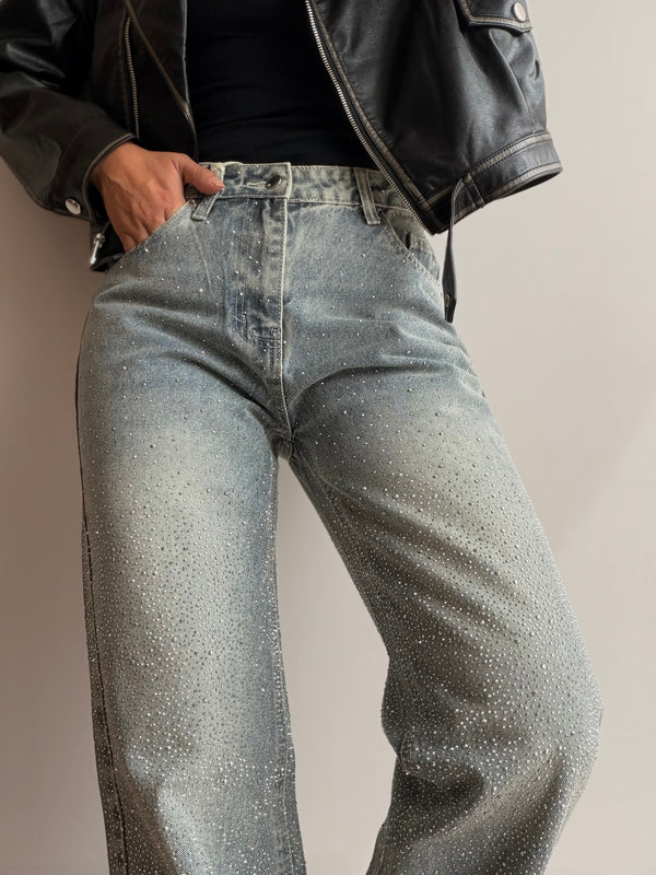 Jeans recto brillo