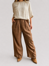 Pantalón palazzo de lino con cintura elástica