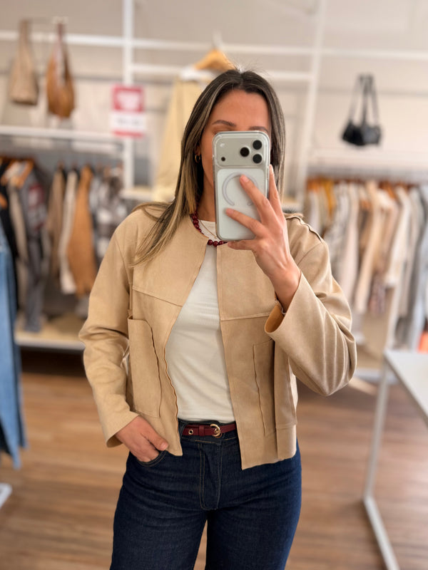 Chaqueta fina efecto ante
