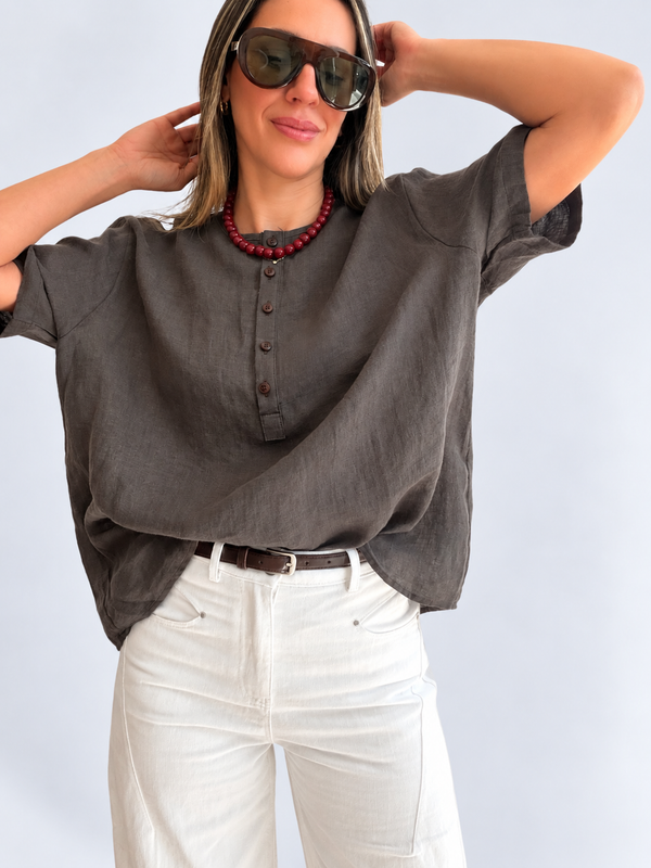Blusa lino oversize con botones
