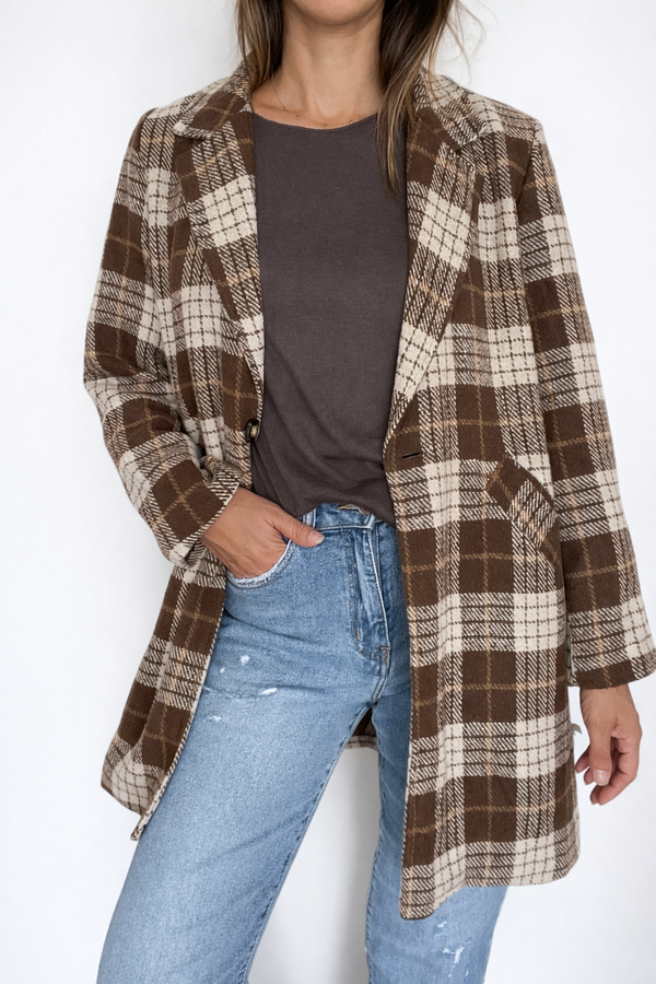 Chaqueta larga a cuadros