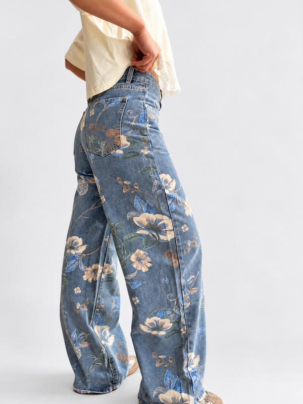Jeans wide leg estampado