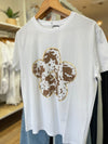 Remera flor con strass