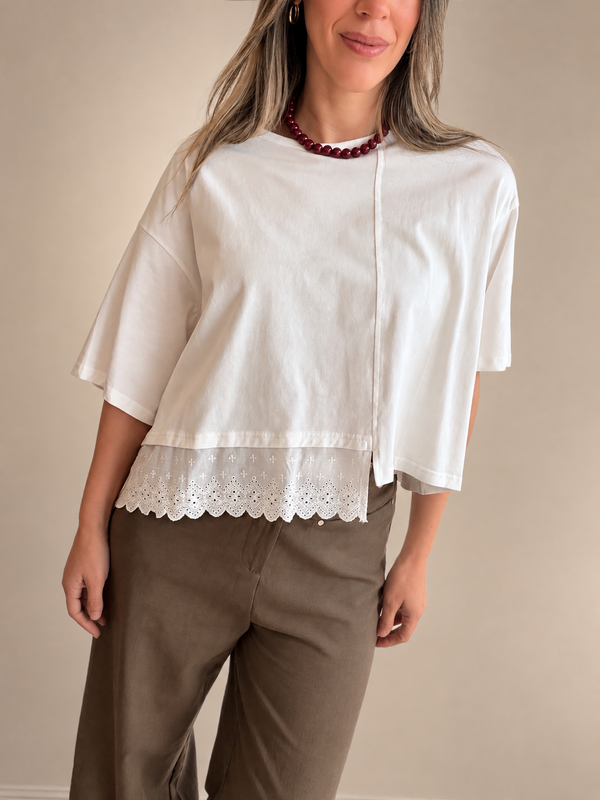 Remera Oversize con Puntilla