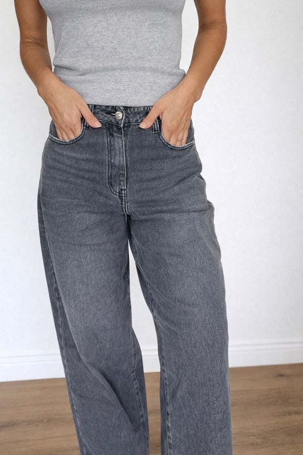 Jeans Mom fit gris