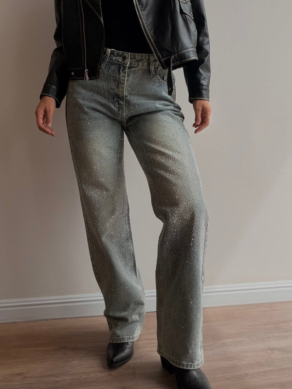 Jeans recto brillo
