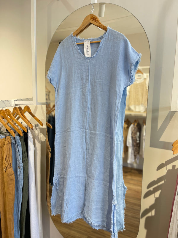 Vestido lino flecos