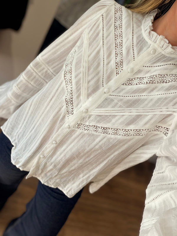 Blusa algodón puntilla