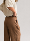 Pantalón palazzo de lino con cintura elástica