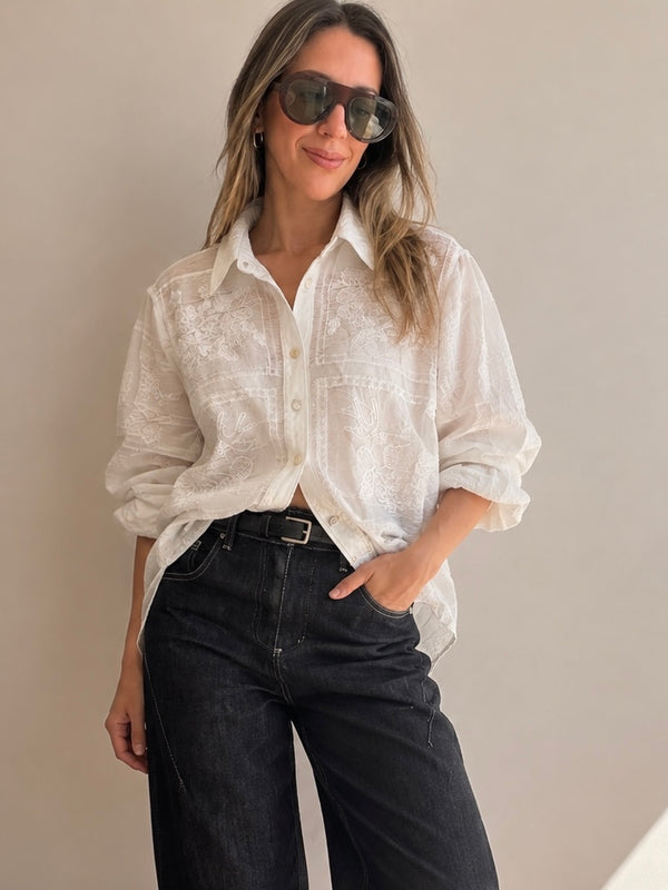 Camisa bordada oversize