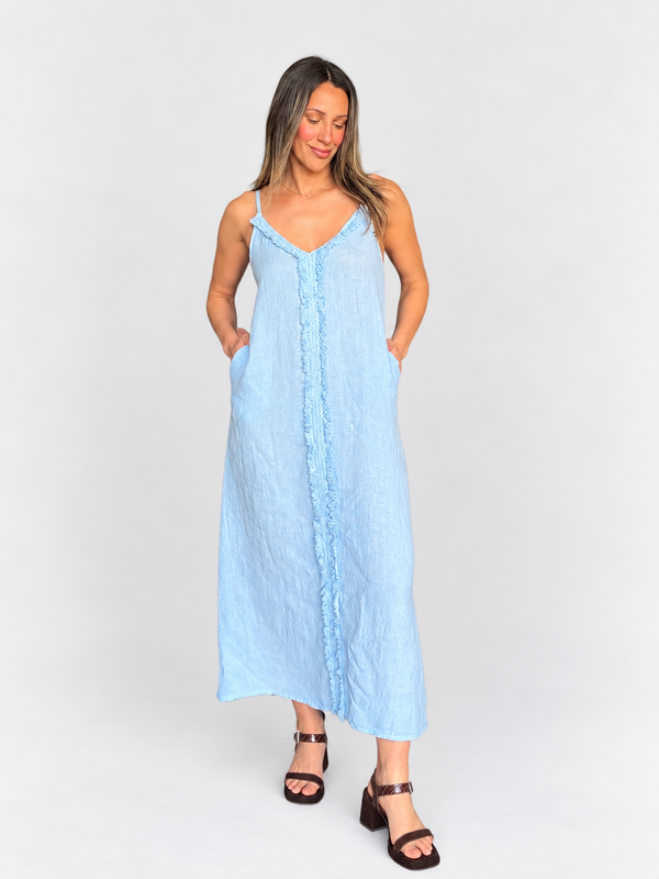 Vestido Lino Flecos