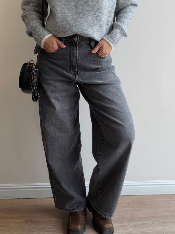 Jeans Mom fit gris
