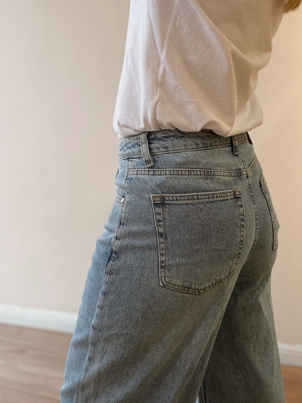 Jeans Wide Leg Vintage con Dobladillo