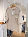Blusa lino lentejuela bolsillo