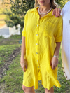 Vestido camisero lino corto