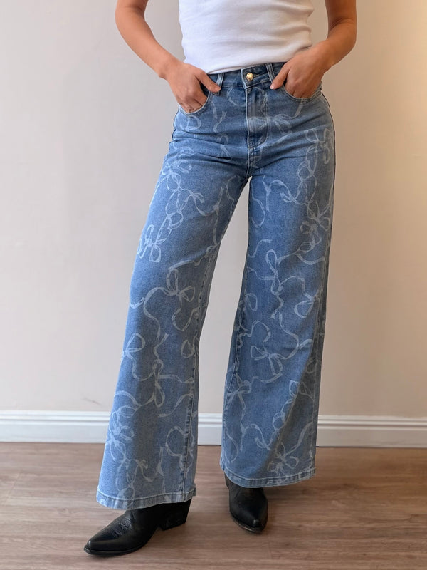 Jeans wide leg lazos