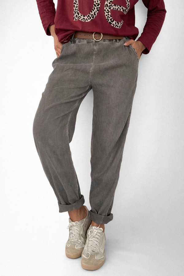 Pantalón Italiano Gamuzado con Cinto