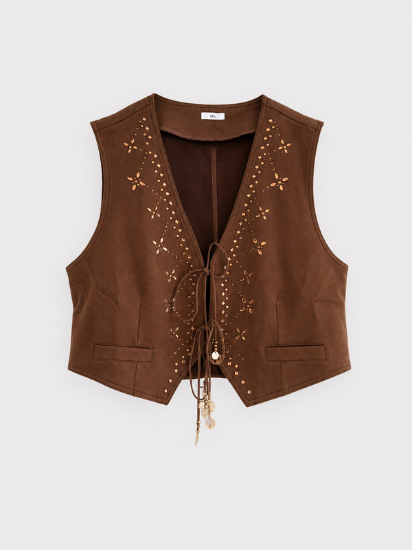 Chaleco Boho apliques