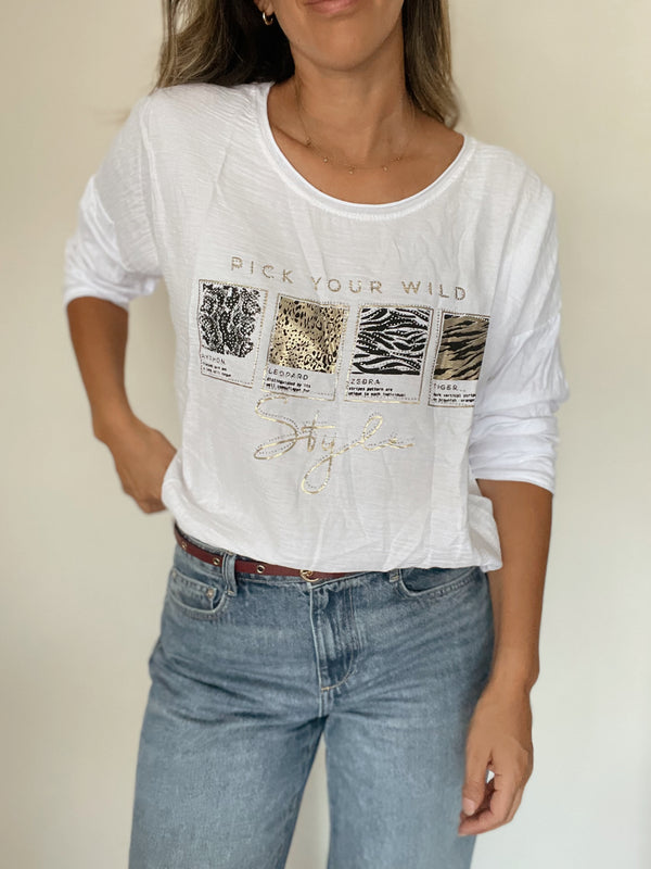 Remera print blanco