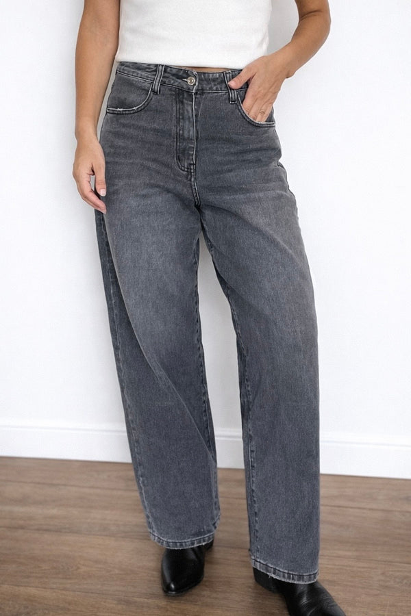 Jeans Mom fit gris