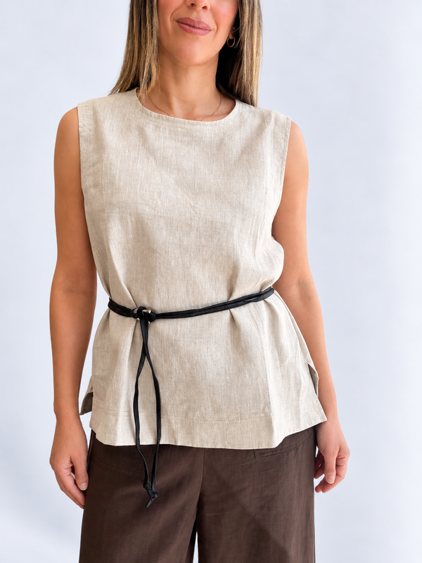 Blusa lino cinto desmontable