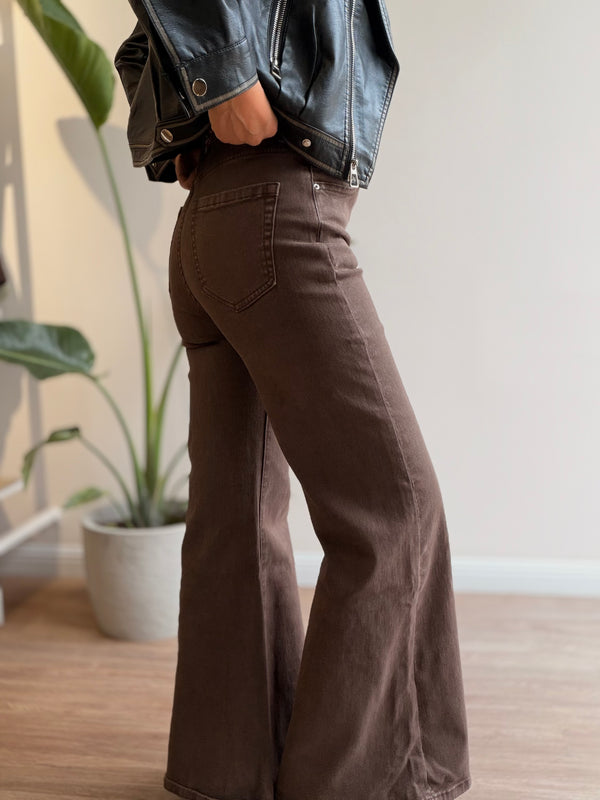 Jeans wide leg chocolate