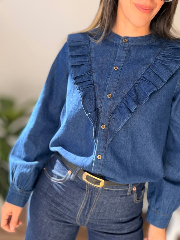 Camisa denim volado