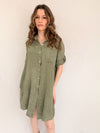 Vestido camisero lino corto