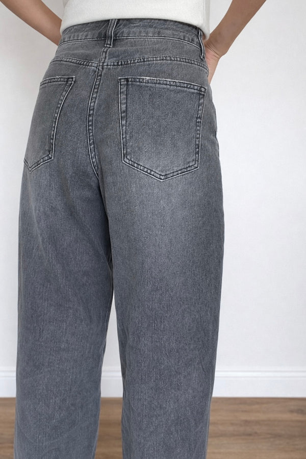 Jeans Mom fit gris