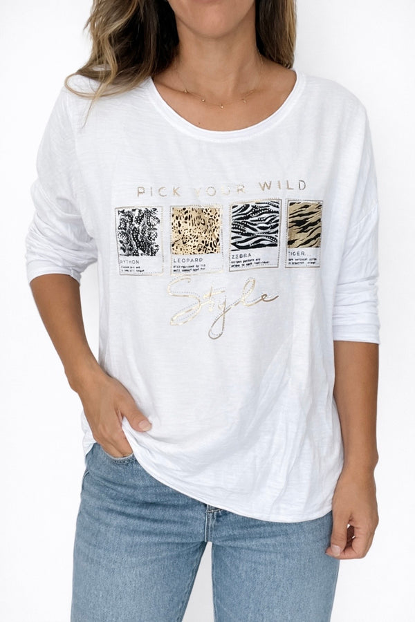 Remera print blanco