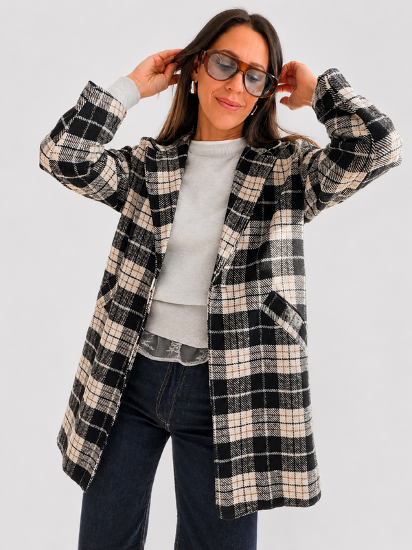 Chaqueta larga a cuadros