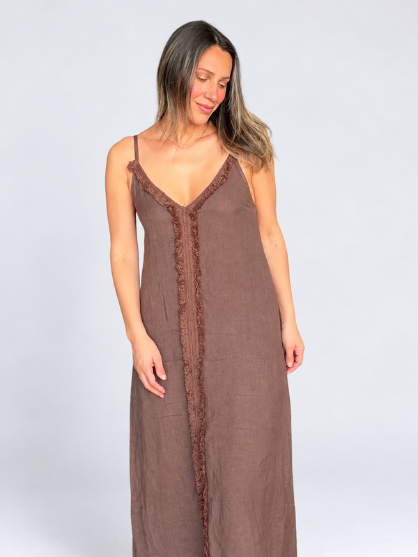 Vestido Lino Flecos