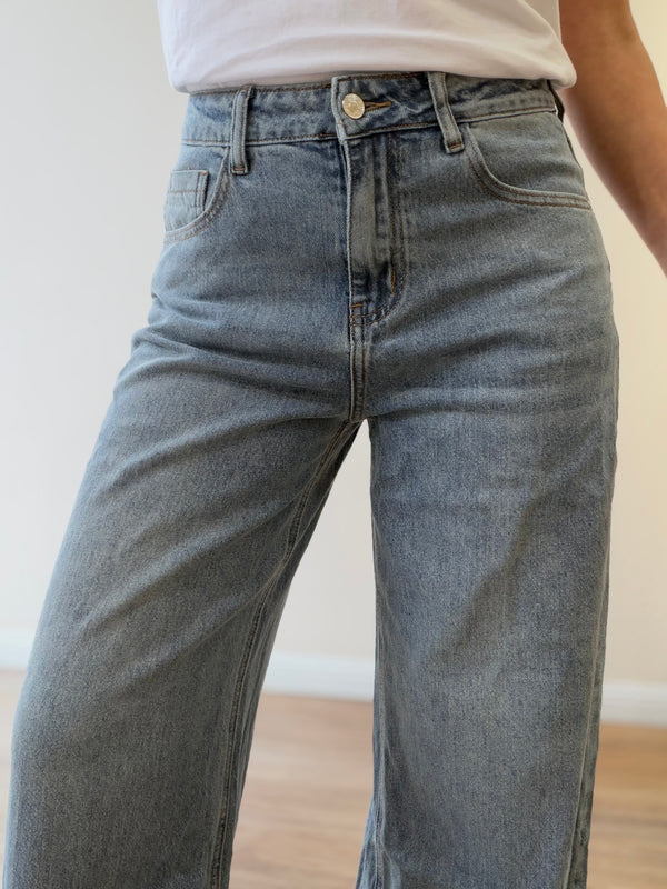 Jeans Wide Leg Vintage con Dobladillo