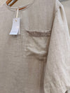 Blusa lino lentejuela bolsillo