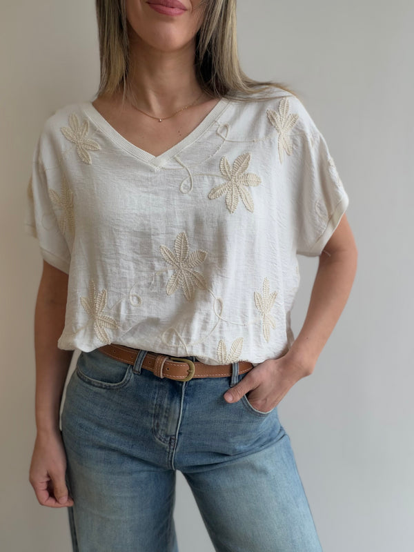 Blusa bordada flores