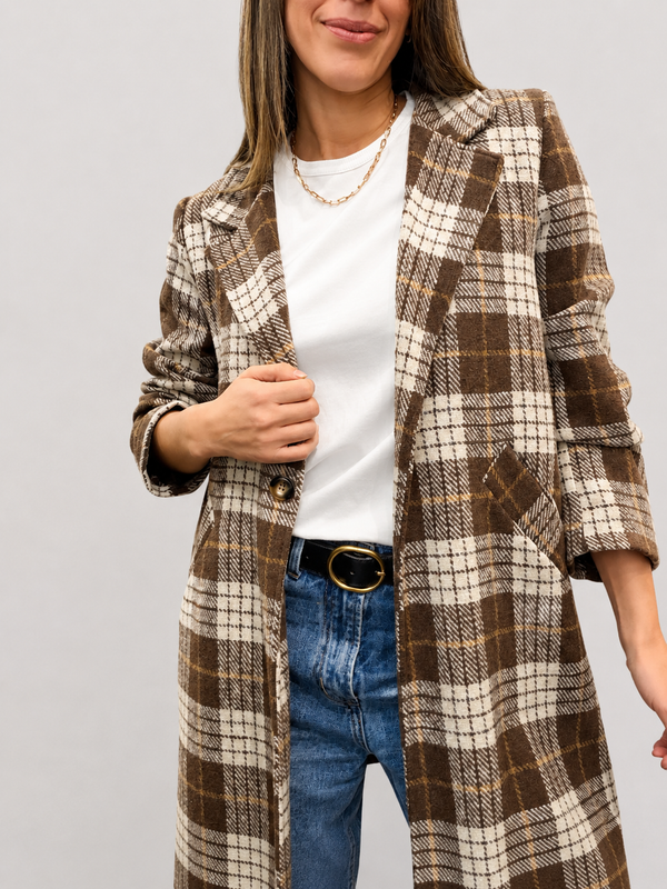 Chaqueta larga a cuadros