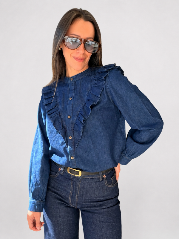Camisa denim volado