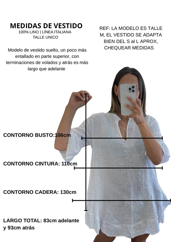 Vestido lino corto volados