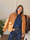 Chaqueta efecto gamuza bolsillo