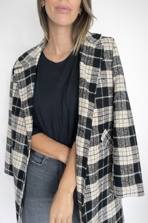 Chaqueta larga a cuadros