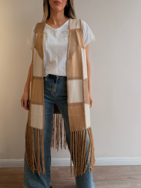 Chaleco boho Gamuzado con Flecos