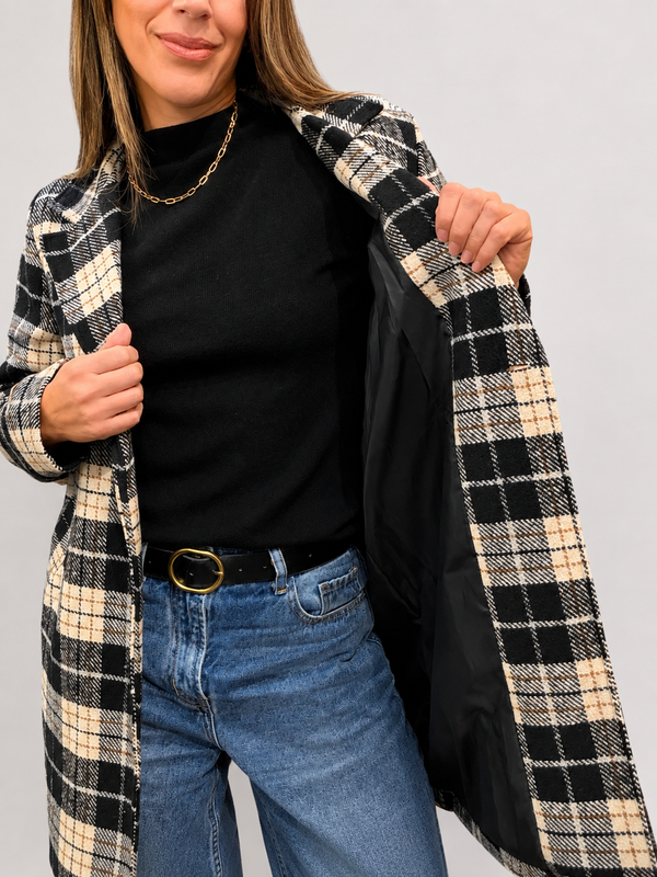 Chaqueta larga a cuadros