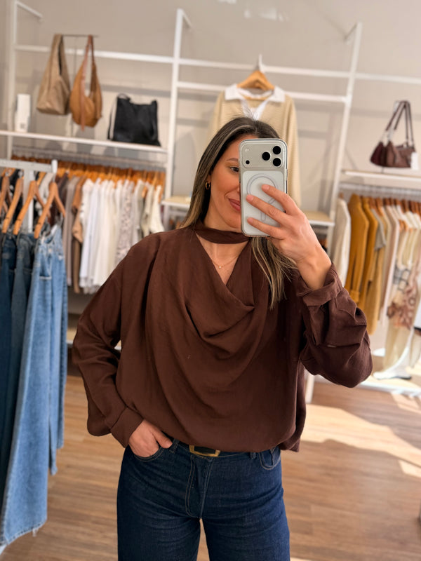 Blusa cuello drapeado