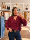 Blusa cuello drapeado