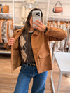 Chaqueta efecto gamuza bolsillo