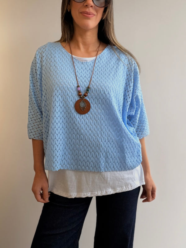 Buzo superpuesto calado con collar