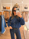 Camisa denim volado
