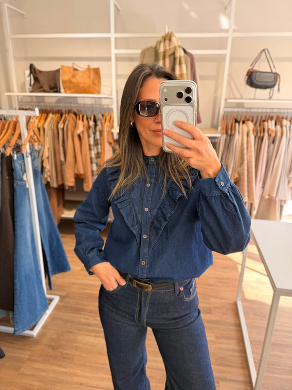 Camisa denim volado