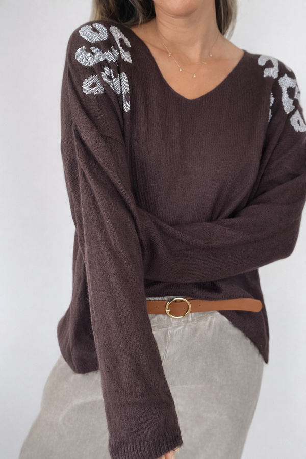 Buzo punto print plateado