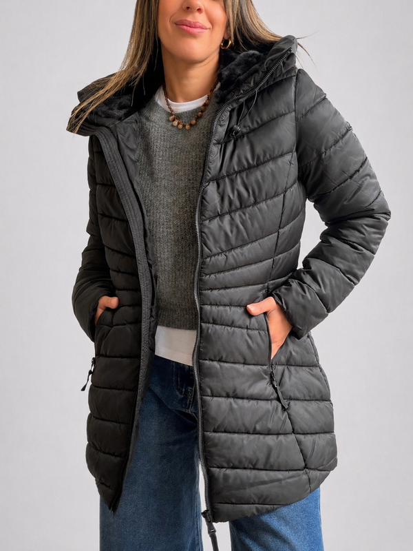 Campera puffer con capucha